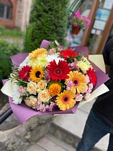 Букет цветов из:  Герберы, Ромашки, Хризантемы, Розы и Подсолнухи #REPLACE_PRED# Кыштыме