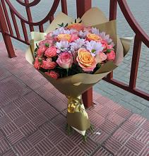 Букет цветов из:  Хризантемы и Розы #REPLACE_PRED# Кыштыме